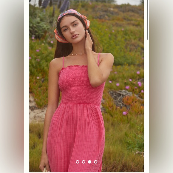 New Anthropologie✨Marisol Smocked Gauze Maxi Dress- Medium Pink - Picture 6 of 11